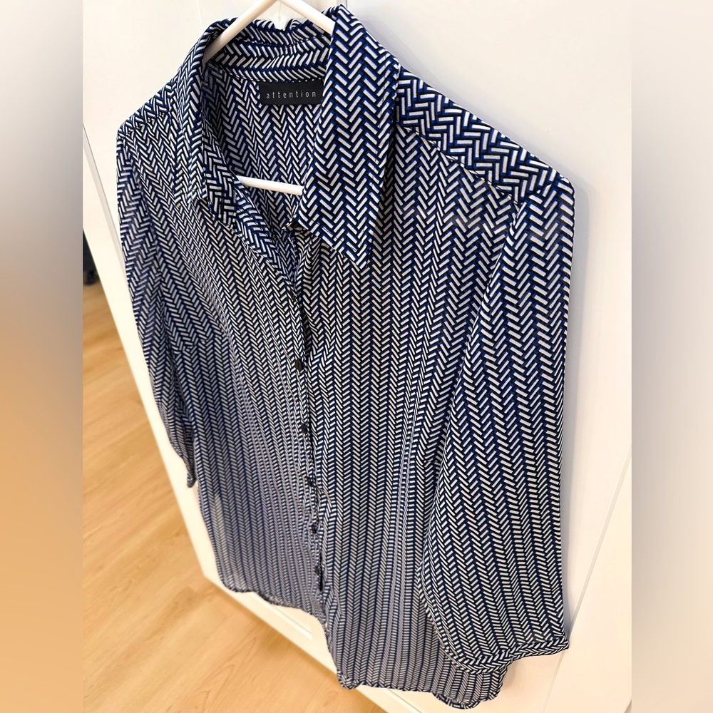 Women’s medium, chiffon, Attention brand, button down blouse.